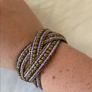 Lavender and gold beaded bracelet